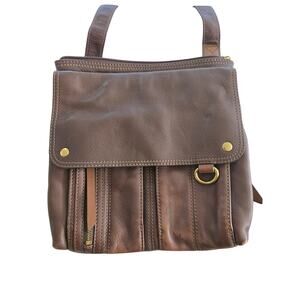 Fossil Brown Tumbled Leather Crossbody Bag